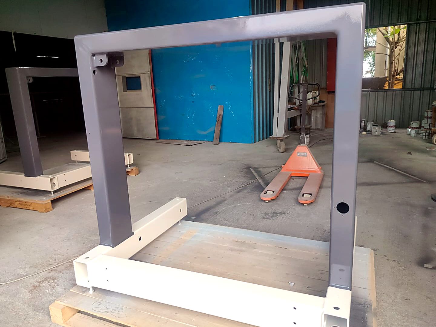 Machine base frames, spray painted